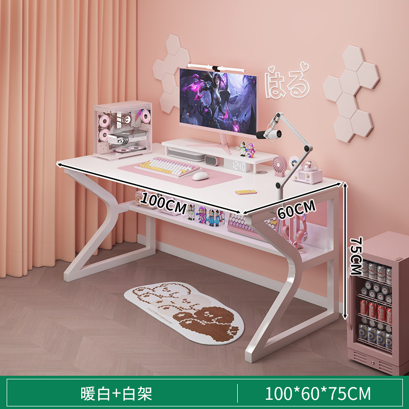 Escritorio para computadora doble Escritorio para estudiantes en el hogar Escritorio de estudio Escritorio de dormitorio de apartamento pequeño Escritorio minimalista Escritorio blanco