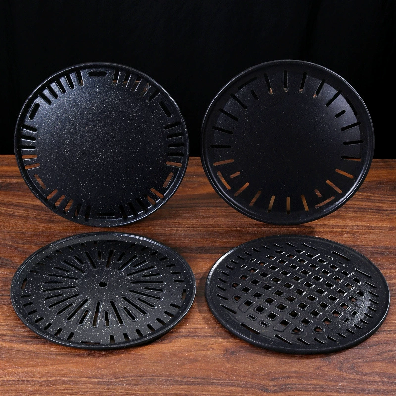 Korean baking dish barbecue round carbon grilled non -stick roasted meat plate charcoal frying frying iron plate decoction barbecue shop commercial