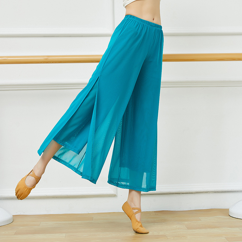 Modern ballet latin dance practice pants Chinese ancient style ethnic elegant wide-leg yoga training pants classical dance training clothes for women girls