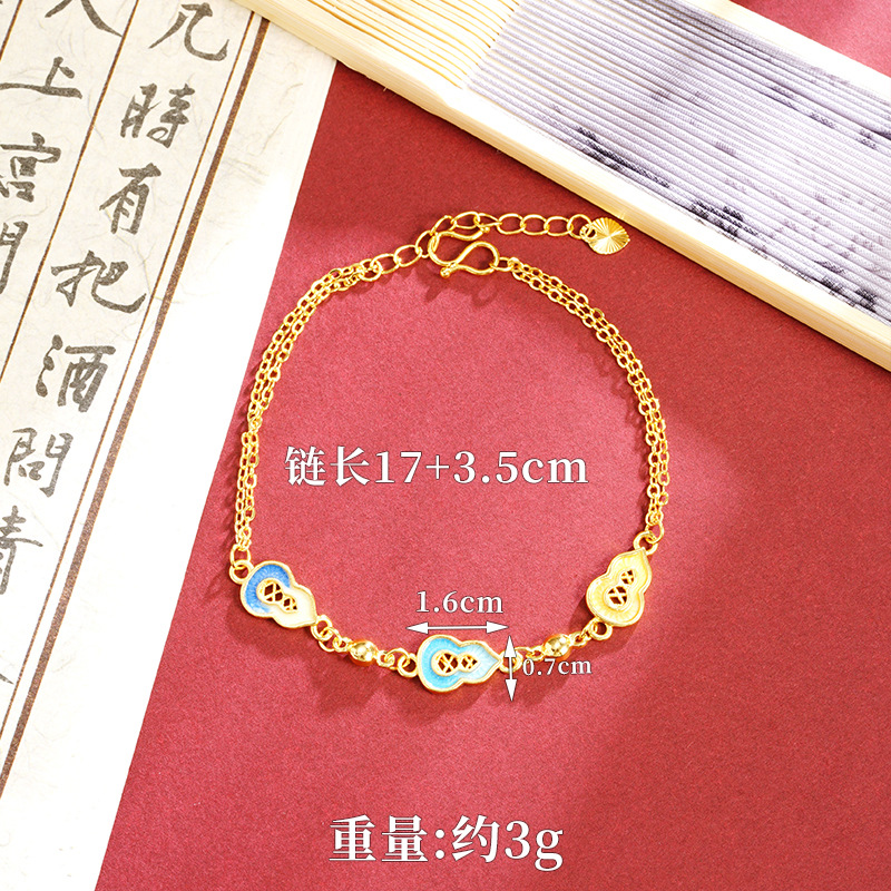 Antiguo método de Vietnam Sha Jin nuevo chino esmalte pulsera calabaza temperamento universal estilo étnico femenino no se desvanece joyas