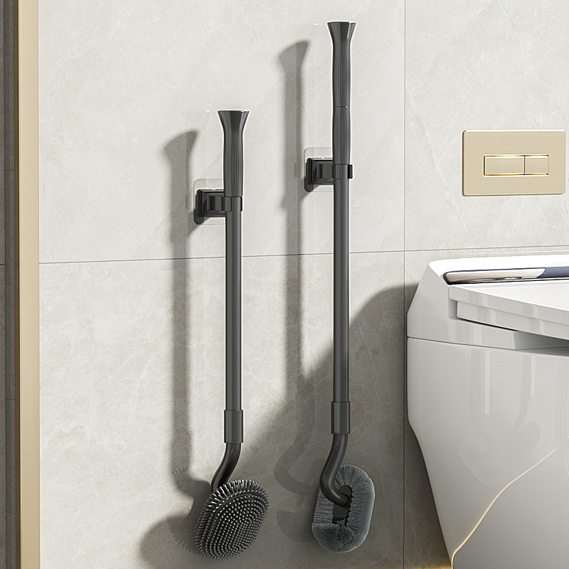 Nuevo cepillo de inodoro retráctil de mango largo, cepillo de inodoro limpio, cepillo de lana suave sin esquina muerta, cepillo de inodoro de mango alargado