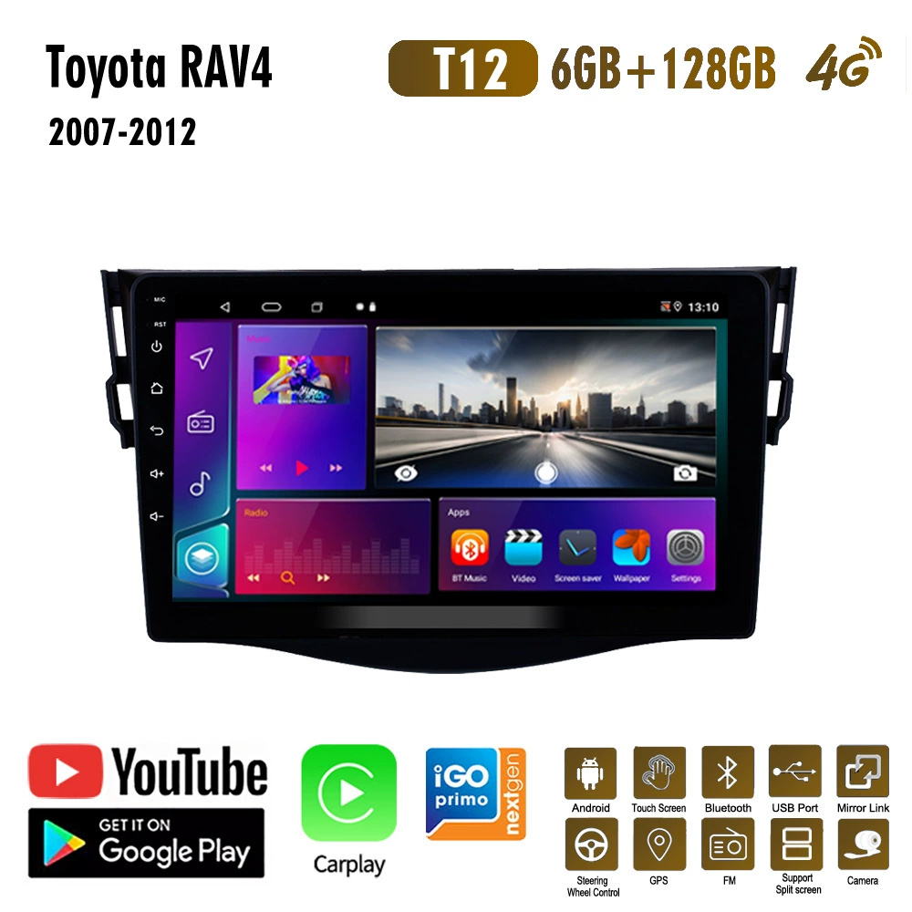 Подходящий для Toyota RAV4 2007-2012 автомобильный навигатор GPS на Android с Bluetooth задняя камера для изображения
