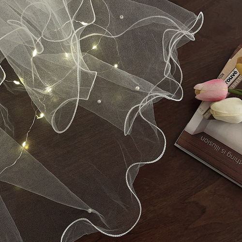 LED Lights Double Layer Veil Internet Celebrity Photography Props Glowing Net Veil Super Fairy Travel Photography Bowknot Duckbill Hair Clip 