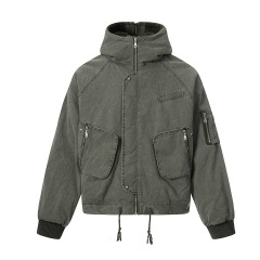 嘉衣库潮牌2025冬季新款美式飞行员工装棉服羊羔毛外套连帽棉衣男