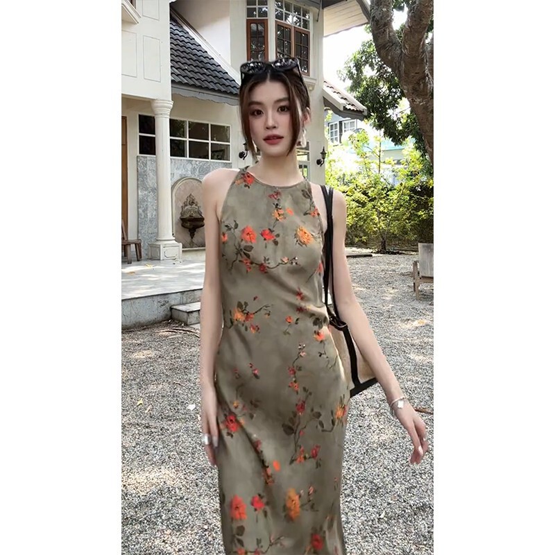 New Chinese-Style National Style Printed Sleeveless Dress for Women, Available in Summer, Light Luxury High-End Waist-Cinching Slimming Long Dress for Spring New Chinese-Style National Style Printed Sleeveless Dress for Women, Available in Summer, Light Luxury High-End Waist-Cinching Slimming Long Dress for Spring