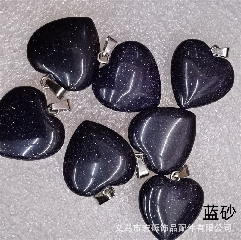 Natural cristal ágata Dongling Jade de doble cara en forma de corazón de amor colgante collar de accesorios de la joyería de la joya de la fábrica al por mayor