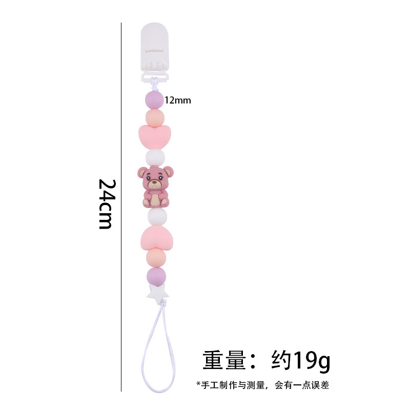 Nuevo oso de dibujos animados amor cadena de tetas de silicona bebé mordida cadena de dientes molares cadena de dientes anti-caída cadena pacificadora tetas de goma de diente