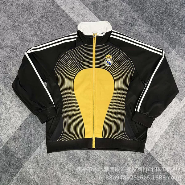 Real Madrid gradient windbreaker, windproof stand-up collar jacket, long-sleeved football training warm-up and game uniform for men, cross-border shipping