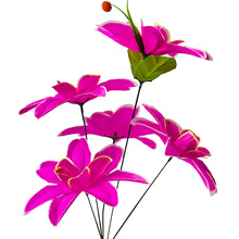 仿真5头耳兰花供佛塑料花装饰菊花假花束清明花扫墓花