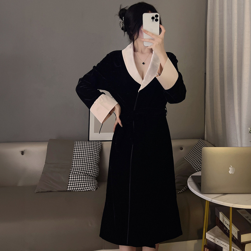 Velvet Pajamas for Women, Sexy Nightgown, Loose Casual Long-Sleeve Cardigan Bathrobe, Long Pure Desire Loungewear for Autumn and Winter Velvet Pajamas for Women, Sexy Nightgown, Loose Casual Long-Sleeve Cardigan Bathrobe, Long Pure Desire Loungewear for Autumn and Winter