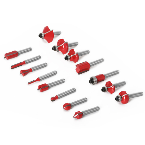 15-piece set of 1/4 handle woodworking milling cutter set yellow woodworking engraving mechanical and electrical wood milling/trimming machine cutter head set