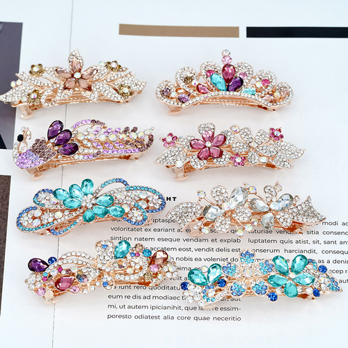 Rhinestone hairpin combination hot selling metal spring clip hair accessories ponytail clip hairpin ancient style headwear street stall jewelry wholesale