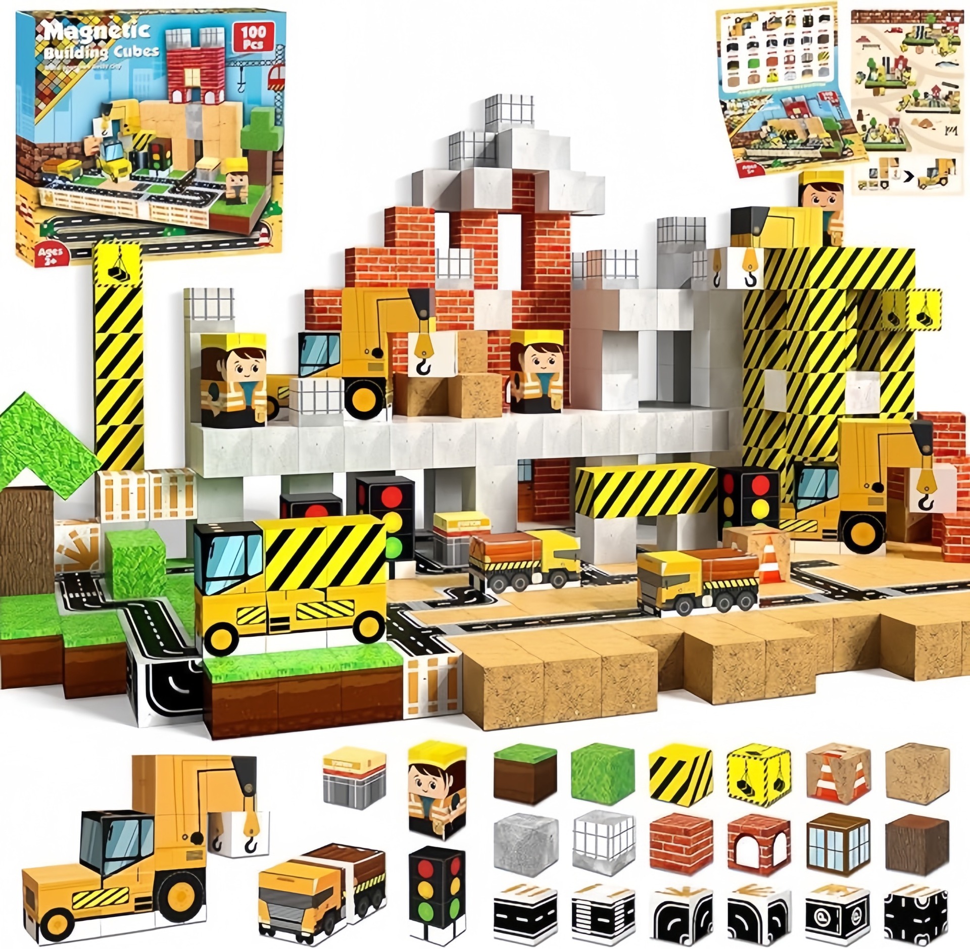 Transfronterizos Amazon My Blocks World Magnetic Block Set Puzzles Magnetic Cuadrados Juguetes Bosque Original