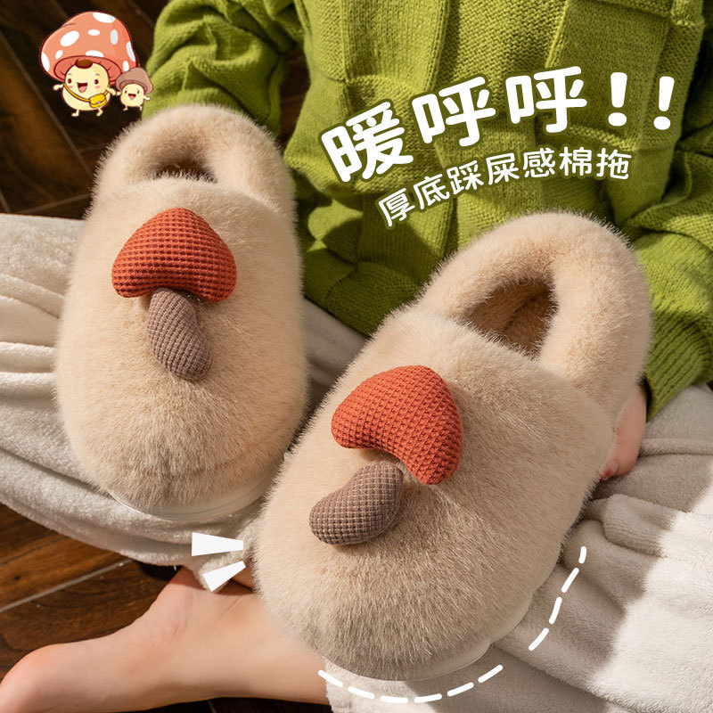 Plush Cotton Slippers for Women Winter Bag Heel 2025 New Indoor Home Thick-Soled Warm Non-Slip Plush Cotton Shoes for Men