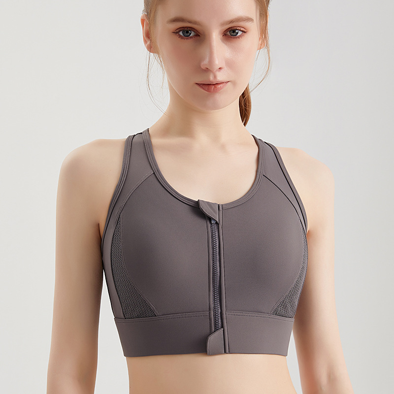 LAHN ropa interior deportiva con cremallera a prueba de choque de alta resistencia corriendo malla transpirable empalmado transpirable fitness chaleco de yoga