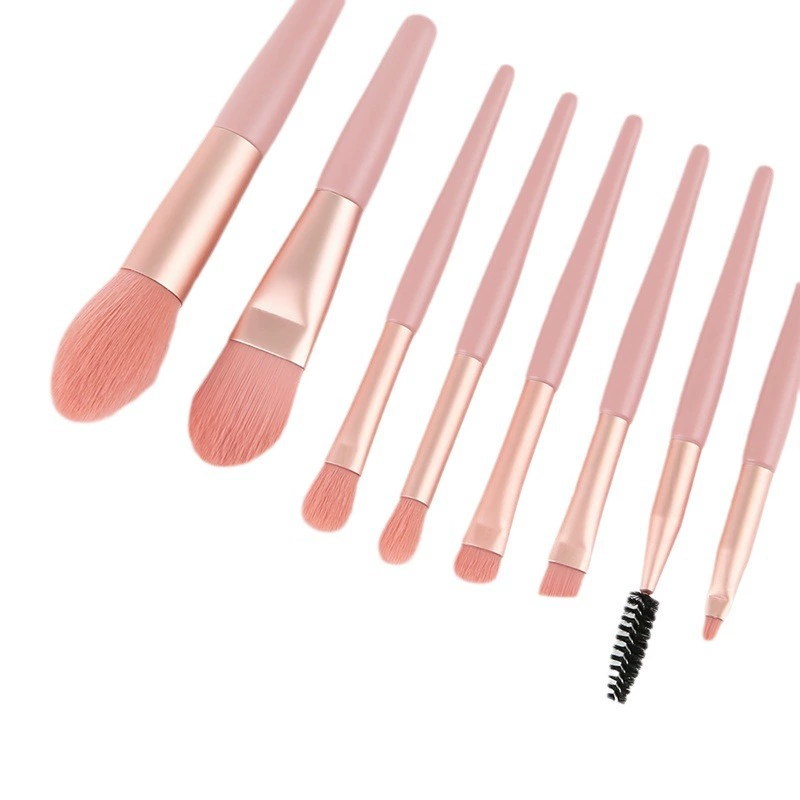 Makeup Brush Set, 8-Piece Handheld Brushes for Foundation Powder Eyeshadow, Compact Pouch