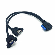 主板20P侧弯转USB3.0双口扩展线 主板19P左右弯转USB3.0母挡板线