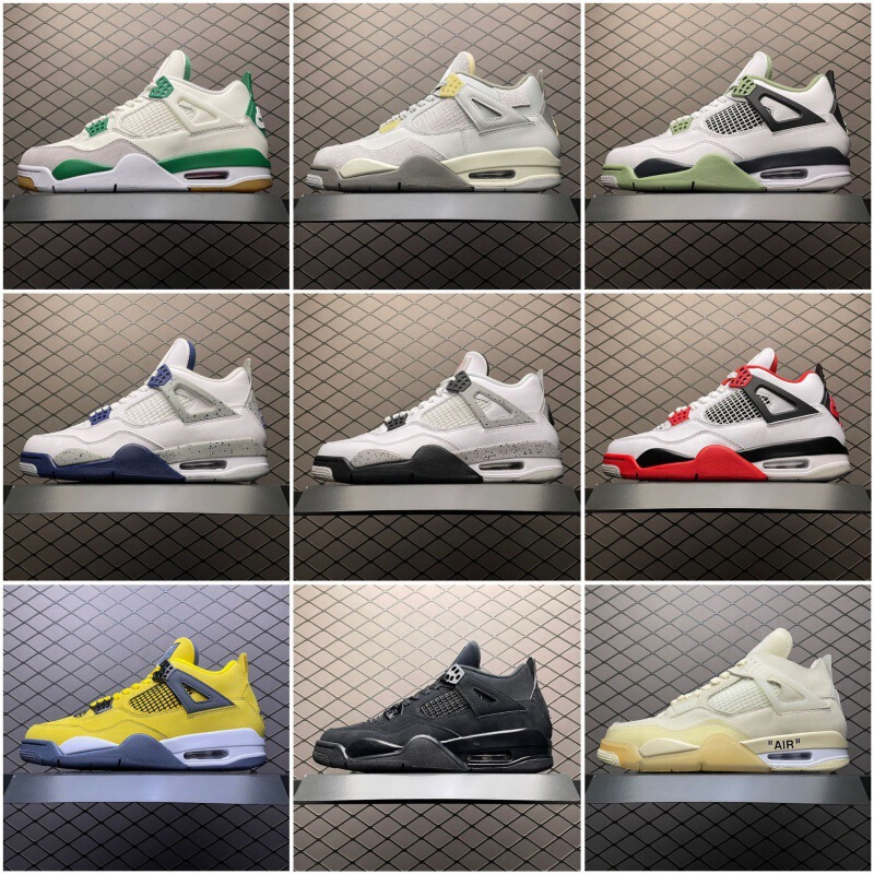 Putian men's Nike AJ4 women's shoes, white cement color couple's air cushion running shoes, retro sports basketball shoes Putian men's Nike AJ4 women's shoes, white cement color couple's air cushion running shoes, retro sports basketball shoes