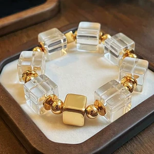 High Color Retention 18K Gold-Filled Crystal DIY Accessories Square Sugar Cube Spacer Bracelet Necklace Beaded Accessories