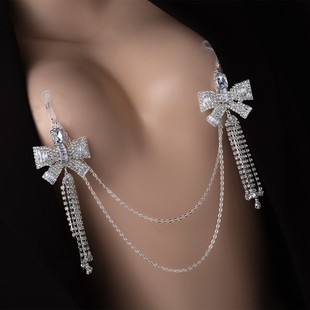 European and American Cross-Border New Product Floral Micro-Embellished Bow Tassel Nipple Chain Women's Niche High-End Cold Body Chain