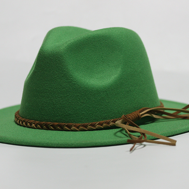 Nuevo sombrero Pu Correa remachada sombrero con sombrero vaquero de piedra elástica sombrero de fieltro cinturón de tejido modelo Pu sombrero con accesorios