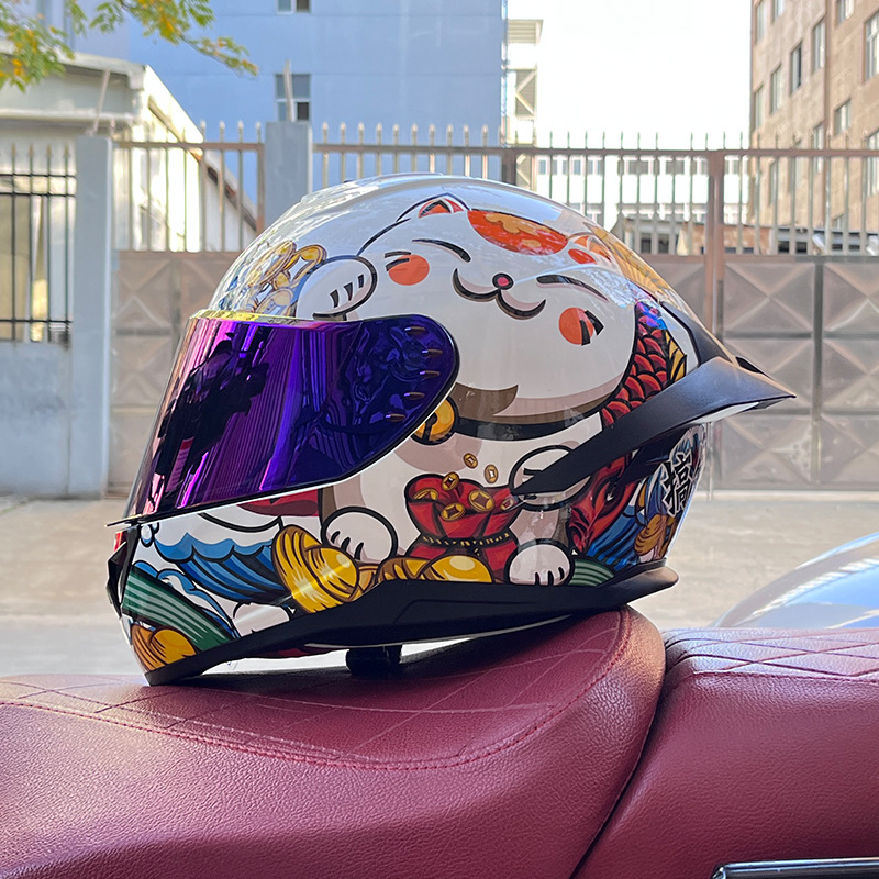 Casco de motocicleta Orz para hombres y mujeres, casco integral de verano con gran alerón trasero para todas las estaciones, certificado por DOT, transfronterizo.
