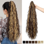 欧美假发马尾女水波纹长卷发蓬松玉米烫抓夹马尾辫接发片Ponytail