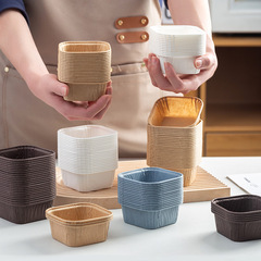 巻き口紙コップDIY乾燥家庭用使い捨て四角い防油紙耐高温ケーキ紙コップケーキ紙ホルダー