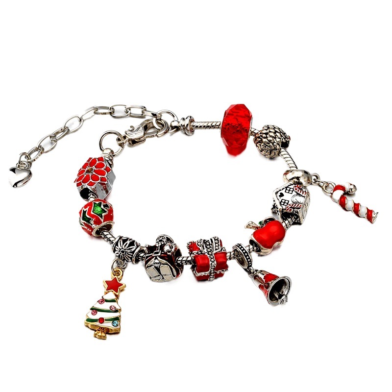 Fábrica transfronteriza al por mayor Santa Claus árbol de Navidad pulsera DIY cuentas de cristal pulsera de cuentas regalo de Navidad