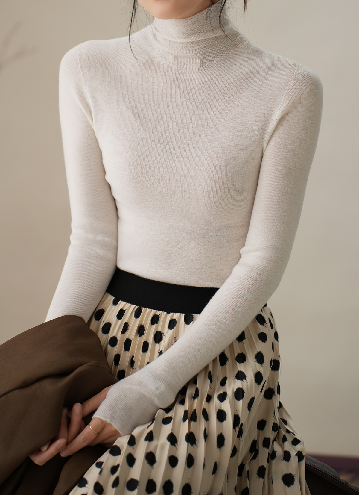 揚子糸 120 カウント シームレス ワンピース レディース ウール タートルネック セーター ボトリング シャツ 長袖