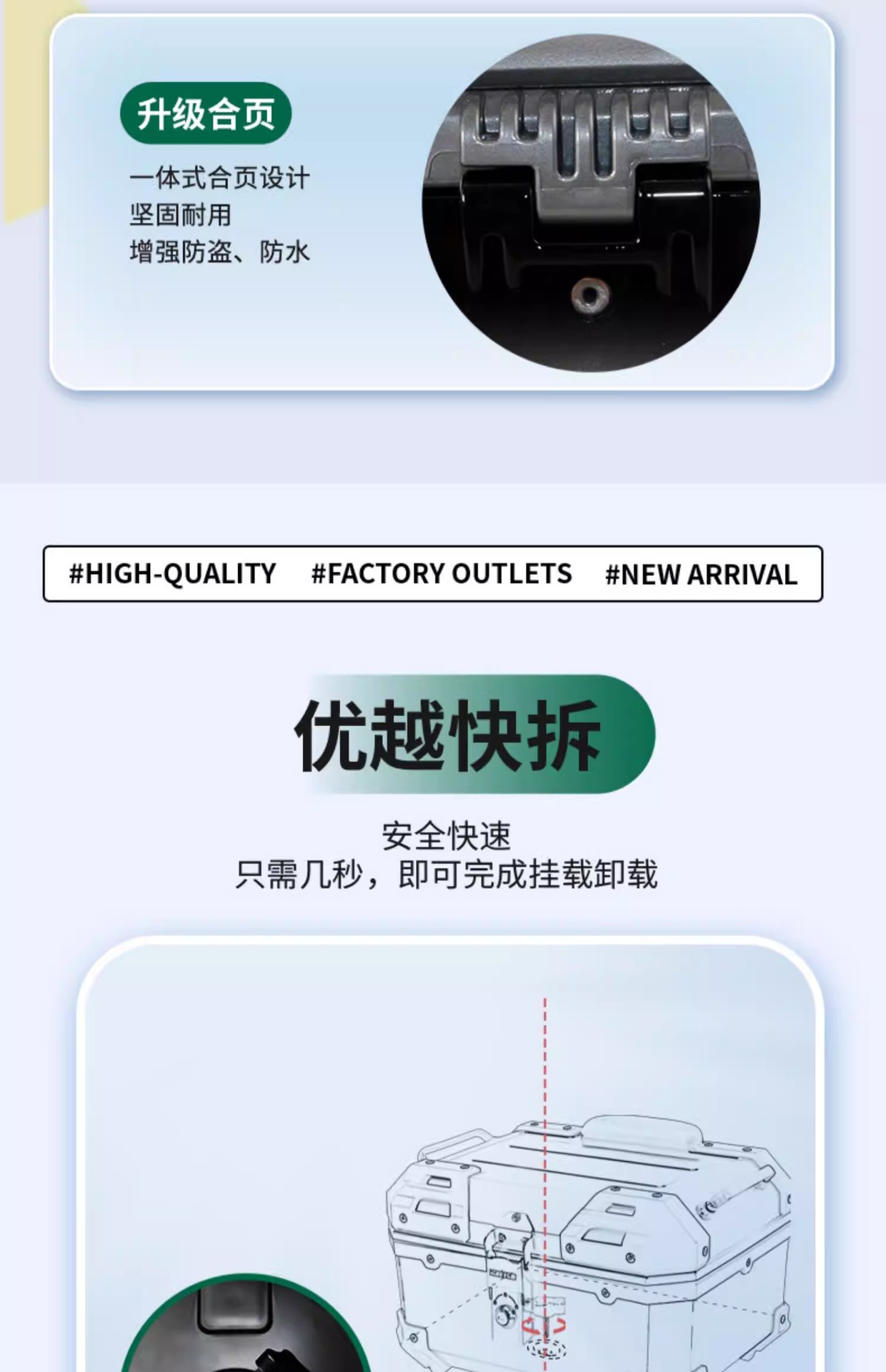 Wanlihao Is Suitable for Suzuki Us125T Motorcycle Rear Trunk, Large-Capacity Non-Aluminum Alloy Electric Vehicle Trunk
