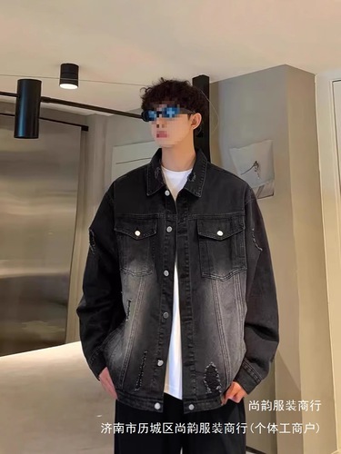 American-style vintage denim jacket for boys—new spring/autumn high-street trendy fashion all-match casual lapel jacket—wholesale