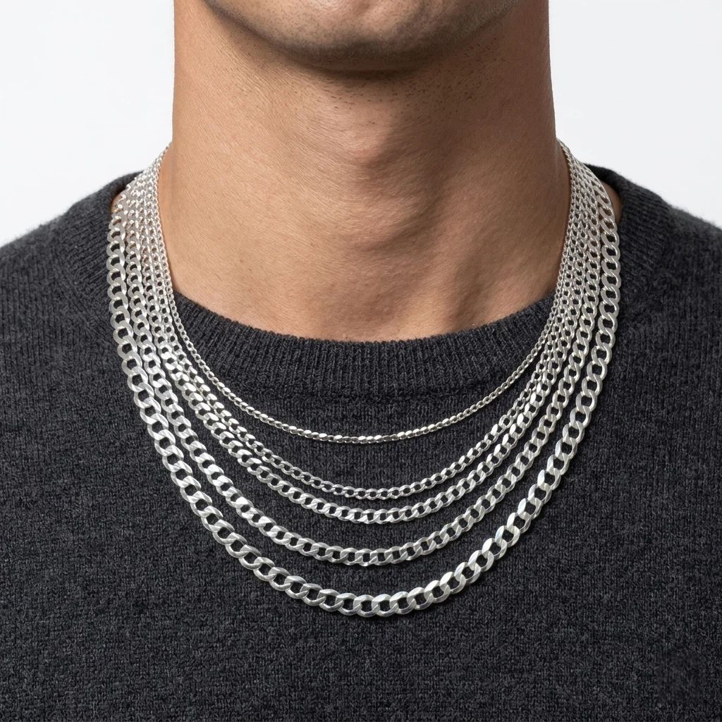 Minimalist Men S S925 Sterling Silver Hexagonal Cuban Chain Necklace_voghion.com