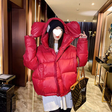 羽绒服女短款韩版小个子网红爆款大耳朵宽松休闲冬季连帽外套