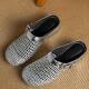 2025 New Baotou Hollow Half Slippers Women's Hollow Sandals Low Heel Flat Mueller Shoes Women's Shoes