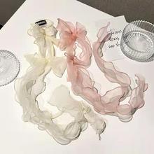 宋智雅同款网纱发带女纯欲超仙编发高级感蝴蝶结发夹韩国飘带头饰