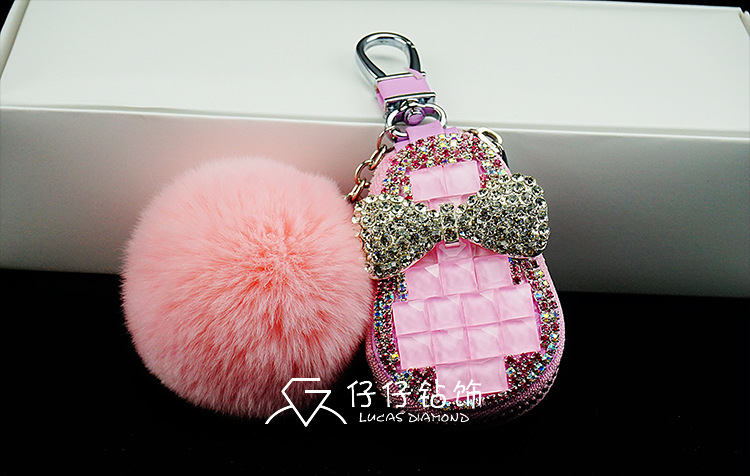 Diamond-embedded monqi car car key case cute creative car cartoon universal key case car key case