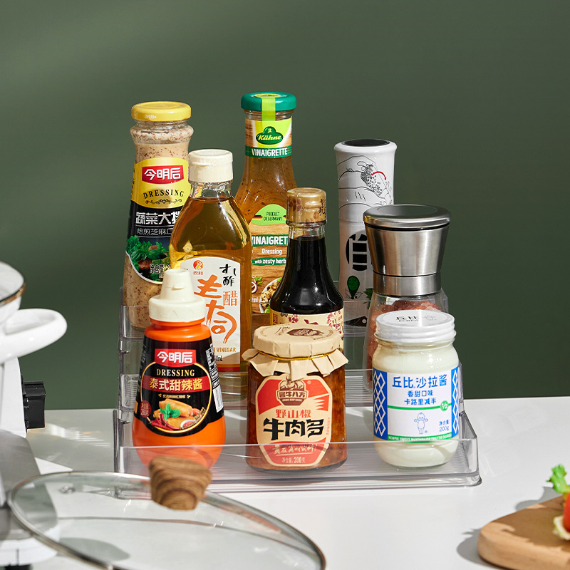 Kitchen seasoning bottle shelf household seasoning step ladder multi-layer desktop soy sauce bottle jar storage magic tool