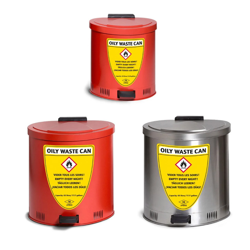 丹尼奥斯DENIOS钢制/不锈钢阻尼翻盖防火垃圾桶单桶带盖安全耐用