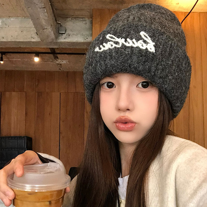 Herbst Winter Für Frauen Amerikanischen Stil Vielseitig Brief Slouchy Beanie Großer Umfang Warme Kopf Wrap Outdoor Casual_voghion.com