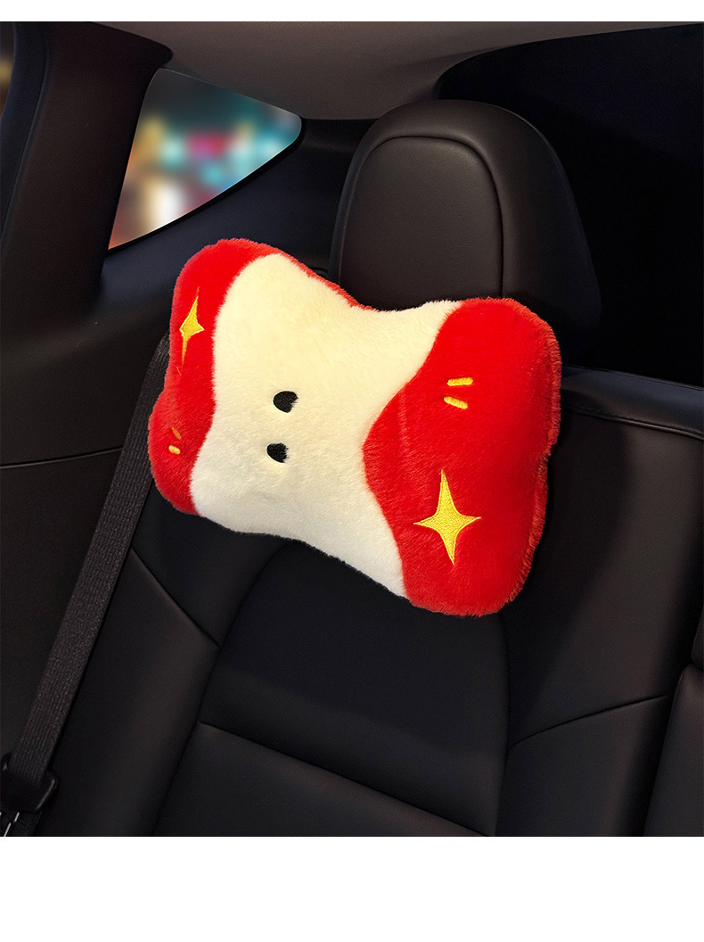 Car Headrest Plush Cute Apple Driving Lumbar Support for Women Creative Cartoon Cushion Lumbar Pad Car Backrest