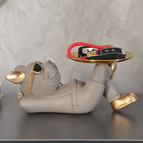 Tray Storage Bull Terrier Animal Statue Cool Dog Statue Sculpture Living Room Bedroom Decoration Home Interior Decoration Match