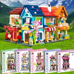 積み木三麗鴎甜品屋のカラフルな街並みの都市建築の四つの明楼の子供のおもちゃの贈り物の卸売り