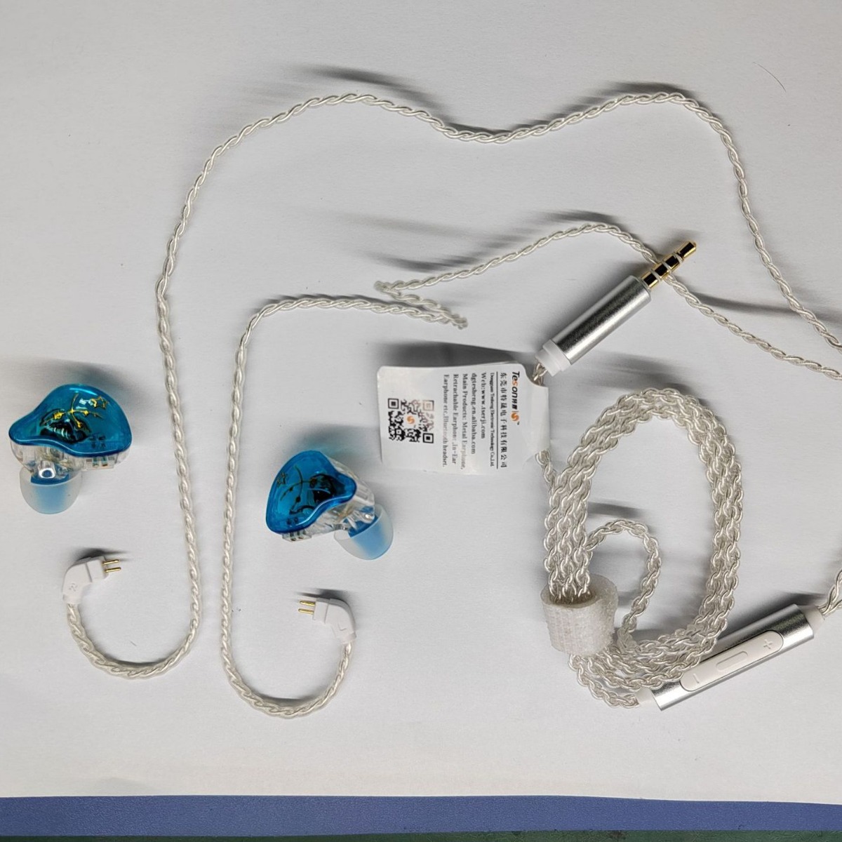 Silver wire with microphone HiFi wired in-ear button tuning wire control headset 3.5mm hands-free detachable headset