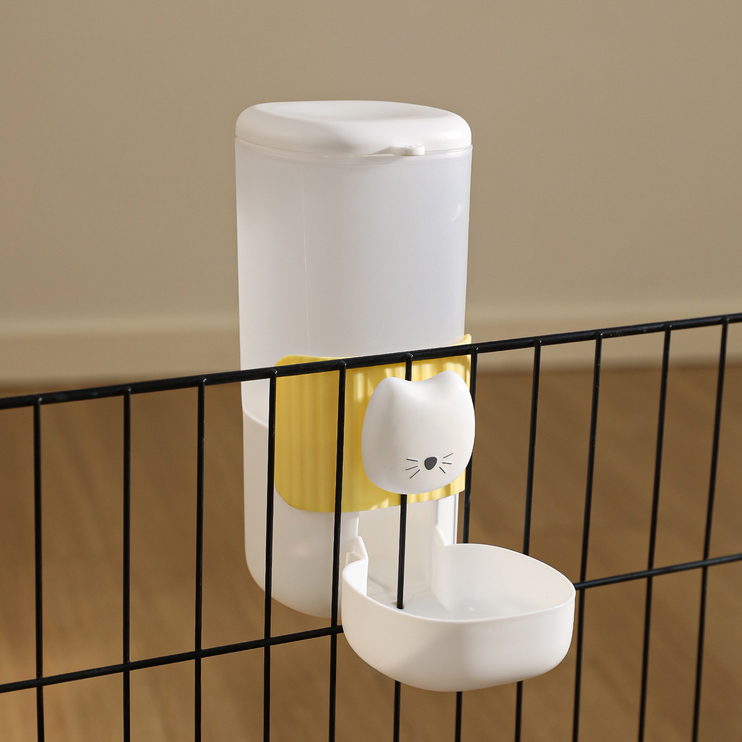 Lavabo para perros colgante fijo, jaula para perros, cara de gato colgante, alimentador de agua automático, cuenco para perros, anti-volteo