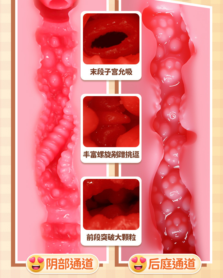 Jiuai Male Masturbator Airplane Cup with Vagina, Uterus and Buttocks Mold, TPE Manual Stimulation Device — detail image 4