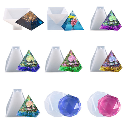 30 types of glue molds, geometric three-dimensional pyramids, diamond hexagons, resin ornaments, handmade candle silicone molds
