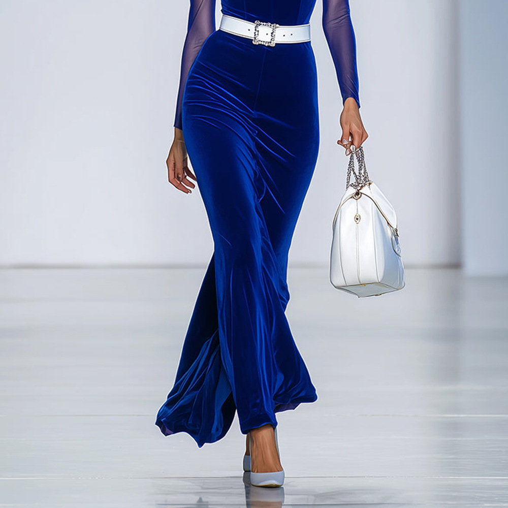 Autumn And Winter Long-Sleeved Women's Dress With Elegant And Stylish Patchwork, Long Dress And Slimming Dress_ecoleips.com