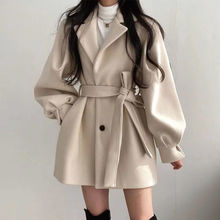 高级感小个子毛呢外套女装2023新款潮韩版宽松秋冬中长款妮子大衣