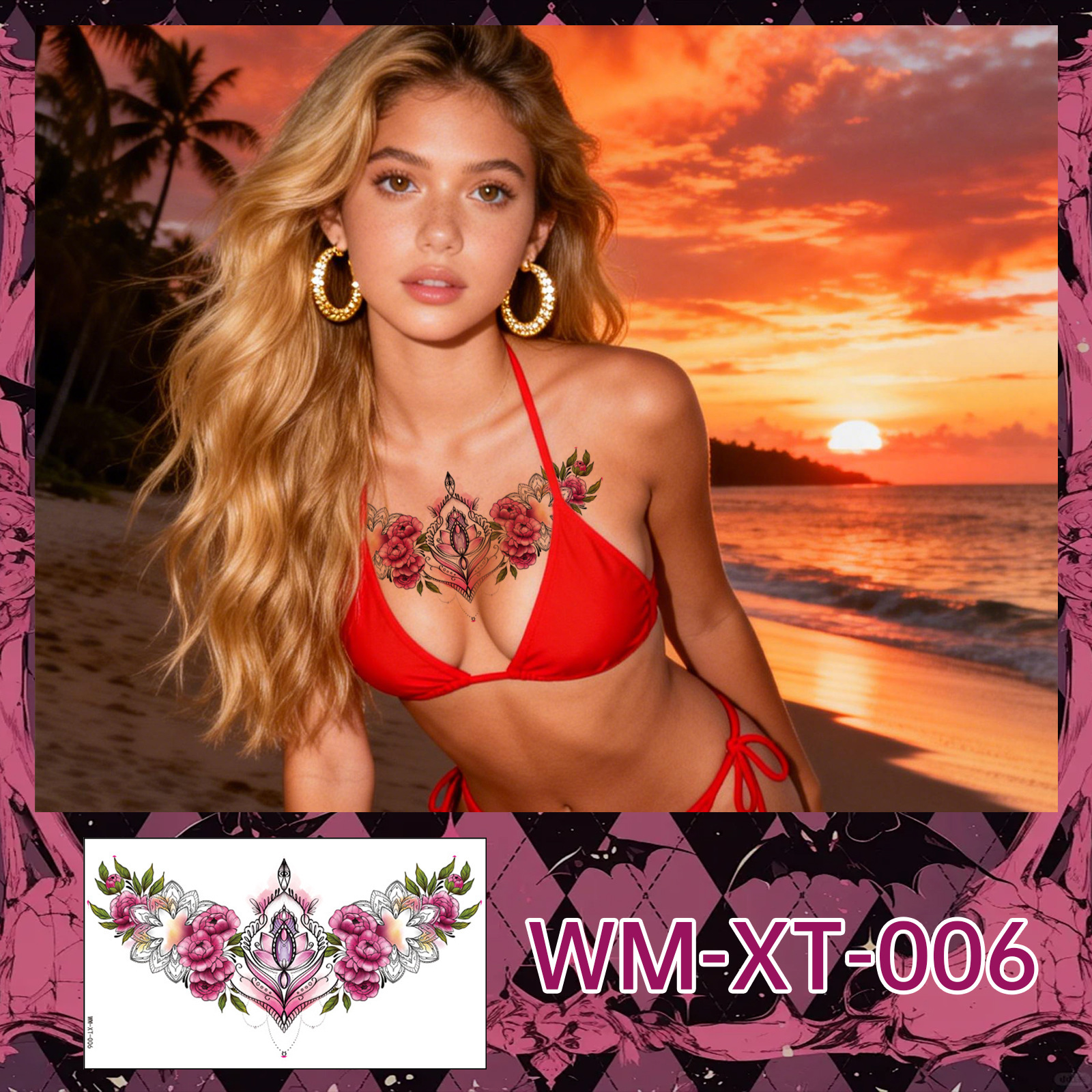 WM-XT-006 de tatouage de la clavicule thoracique / 240*138mm